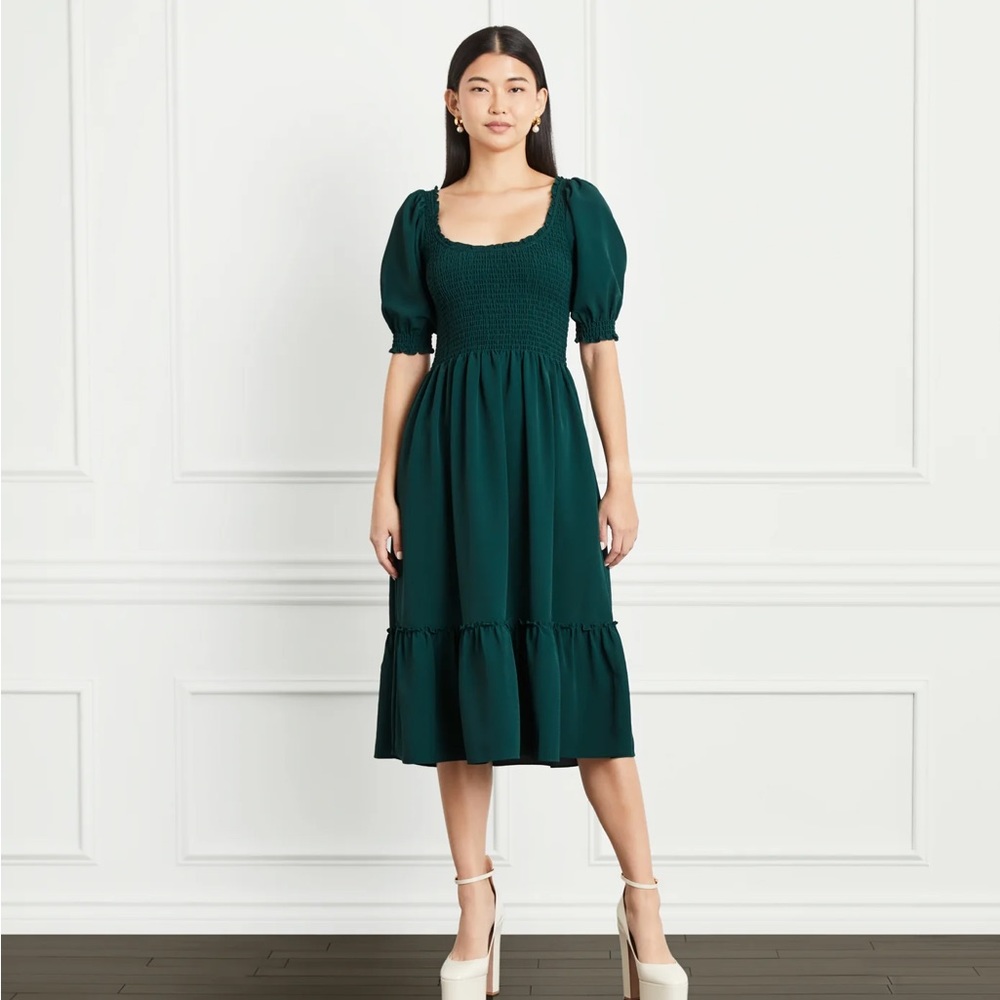 Hill House Louisa Nap Dress in green crepe